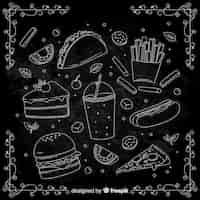 Free vector hand drawn doodle food background