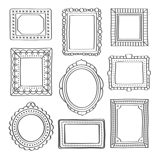Hand drawn doodle frame collection