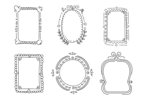 Hand drawn doodle frame collection