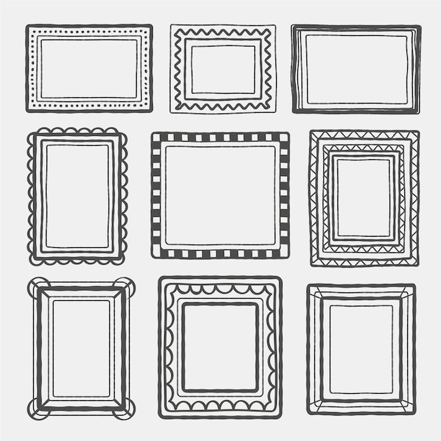 Hand drawn doodle frame decoration set