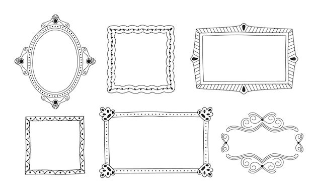 Hand drawn doodle frame ornament pack