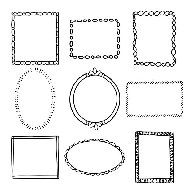 Hand drawn doodle frame pack