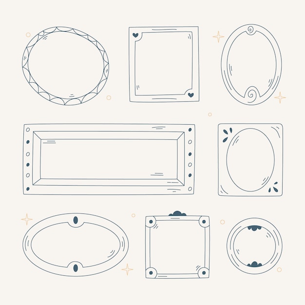 손으로 그린 낙서 프레임 세트