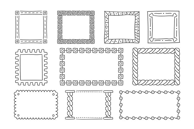 Набор рисованной каракули фрейм