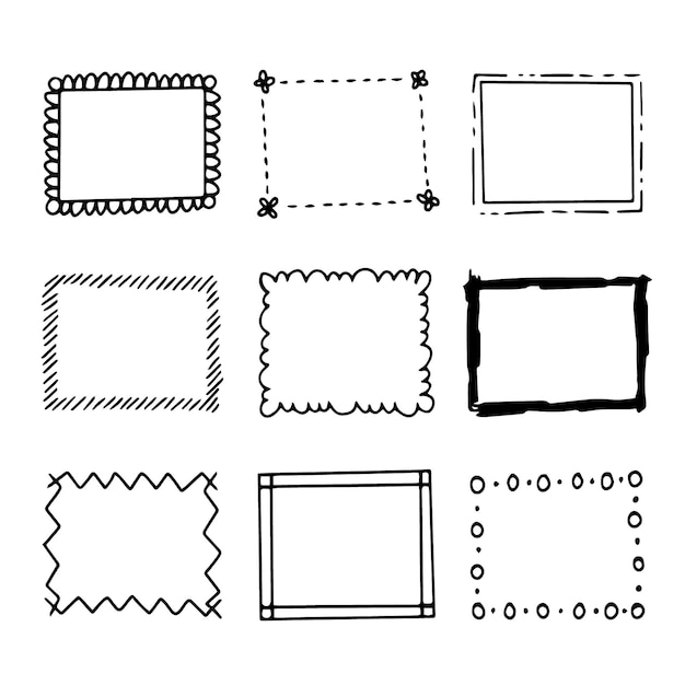 Hand drawn doodle frames collection