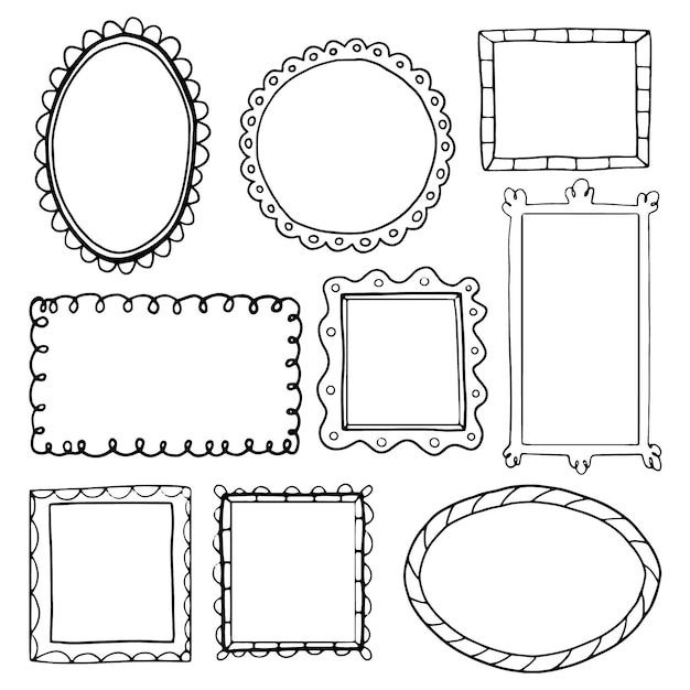 無料ベクター 手描き落書きフレームコレクション