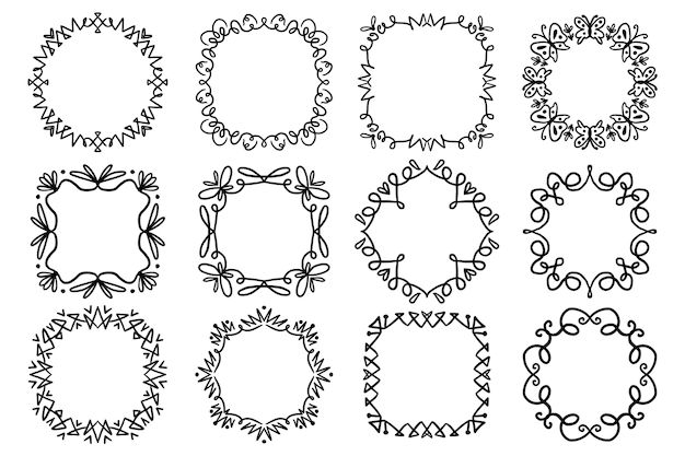 Коллекция рисованной каракули фреймов