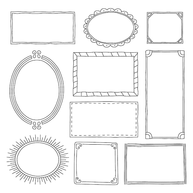 Hand drawn doodle frames collection