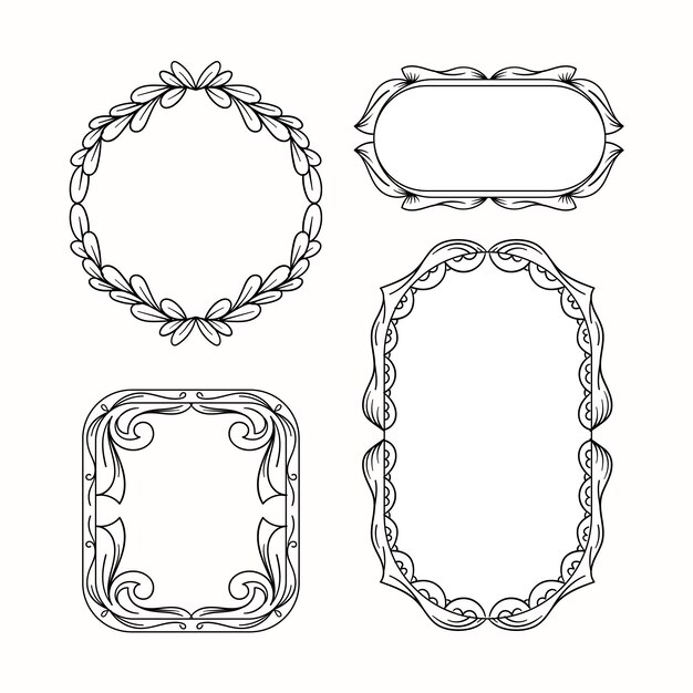 Hand drawn doodle frames collection