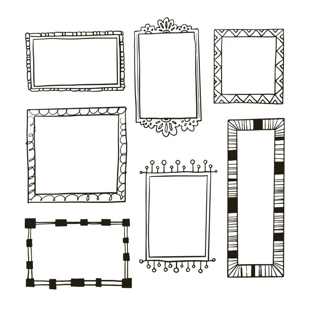 Hand drawn doodle frames collection