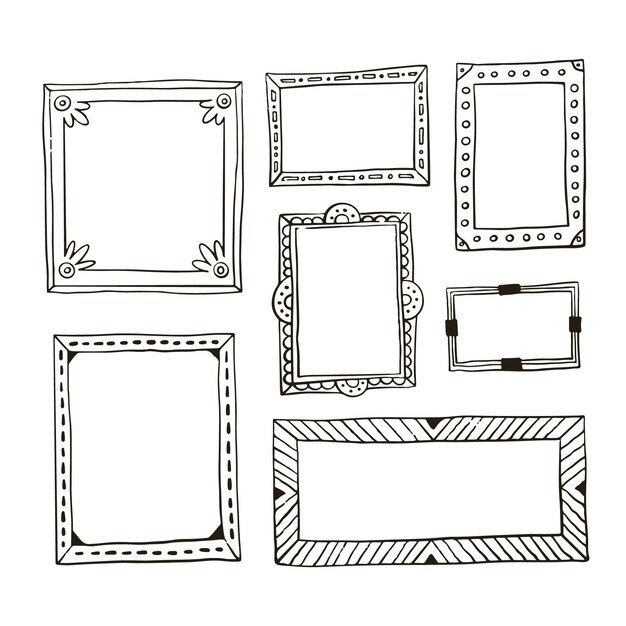 Hand drawn doodle frames collection