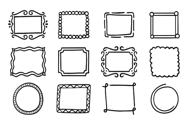 Hand drawn doodle frames collection