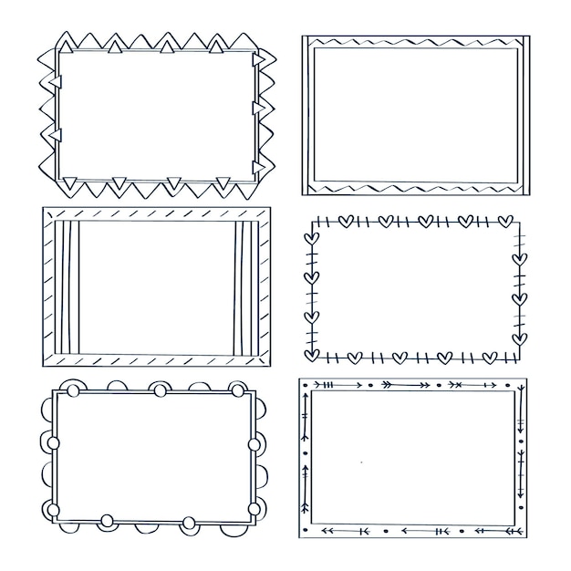 Hand drawn doodle frames collection