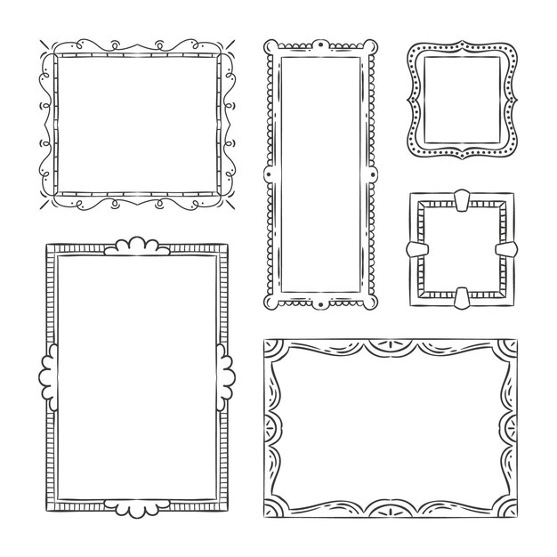 Hand drawn doodle frames collection