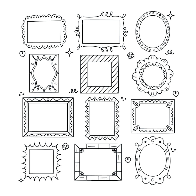hand drawn doodle frames collection