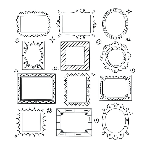 Hand drawn doodle frames collection