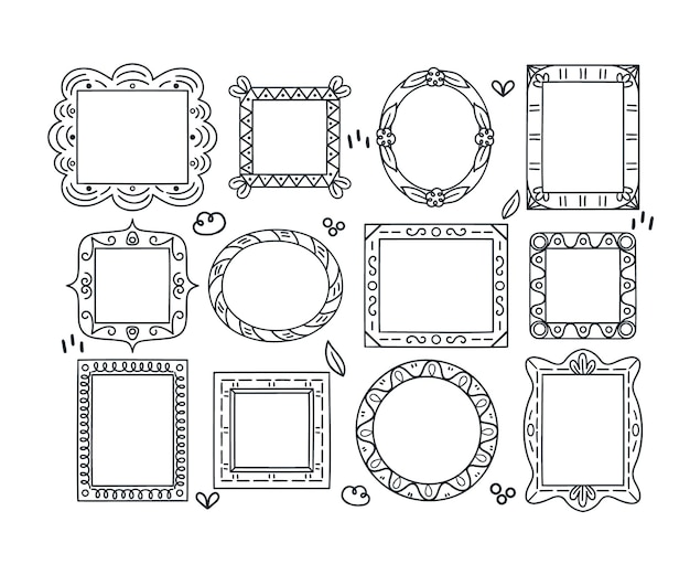 無料ベクター 手描き落書きフレームコレクション