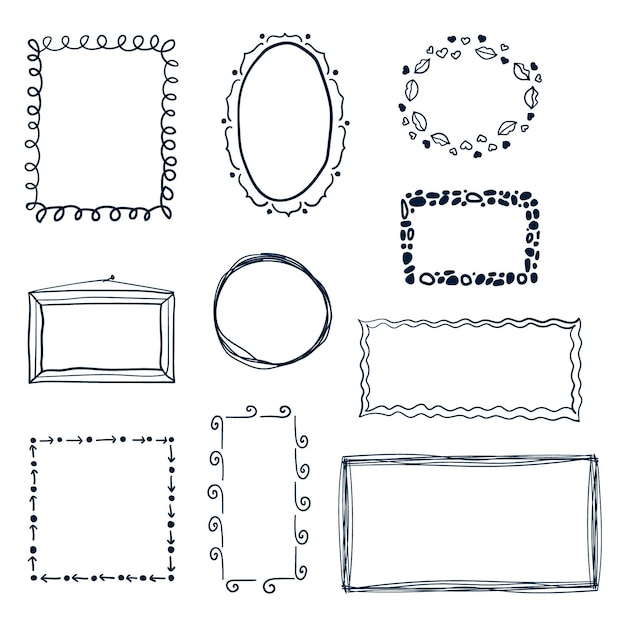 Hand drawn doodle frames collection