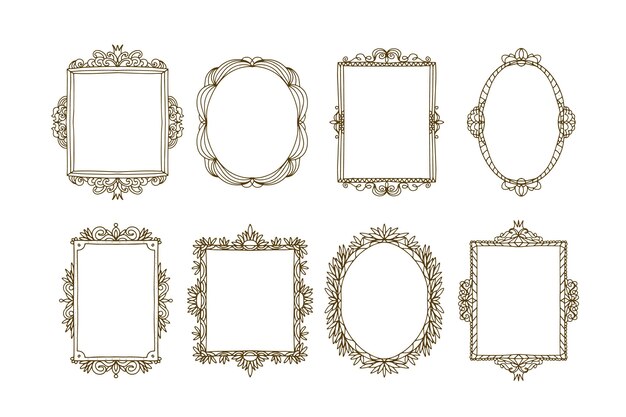 Hand drawn doodle frames collection