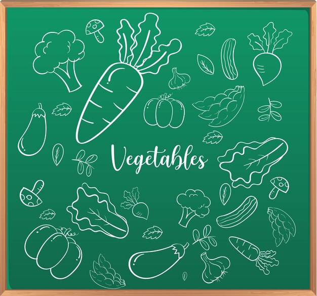 Free vector hand drawn doodle icons on chalkboard