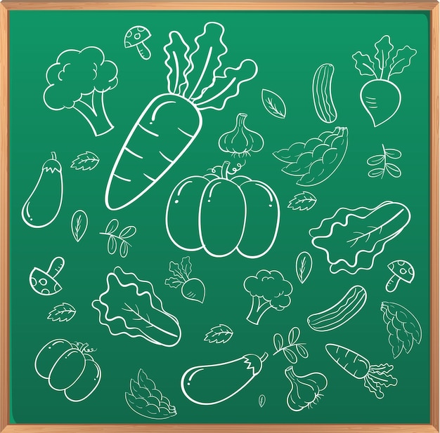 Free vector hand drawn doodle icons on chalkboard