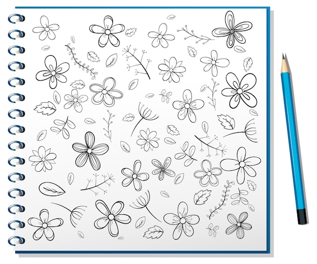 Free vector hand drawn doodle icons on notebook