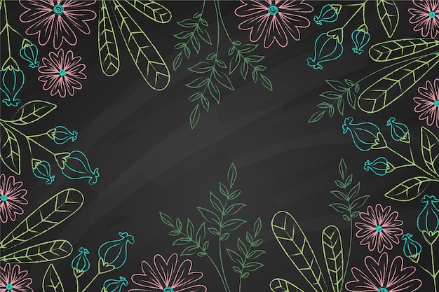 手描き落書きの葉と花の背景