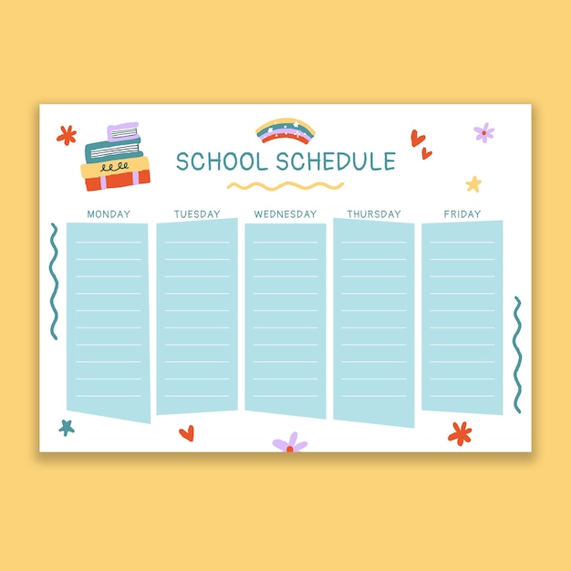 Free vector hand drawn doodle school schedule