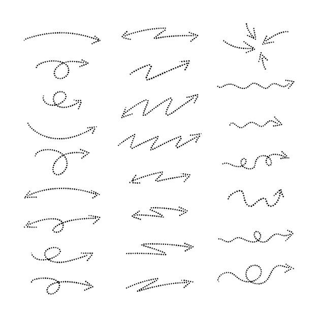 Hand drawn dotted arrows collection