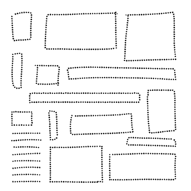 Collezione di cornici dotter disegnate a mano