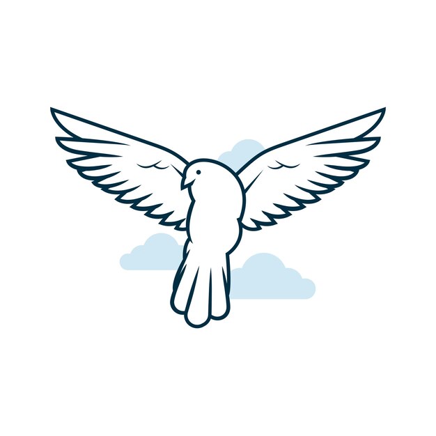 Hand drawn dove outline illustration