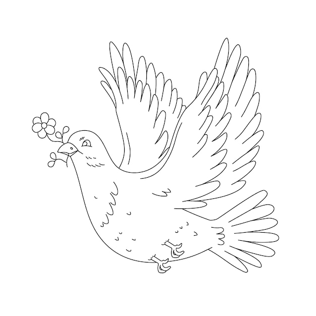 Нарисованная рукой иллюстрация контура голубя