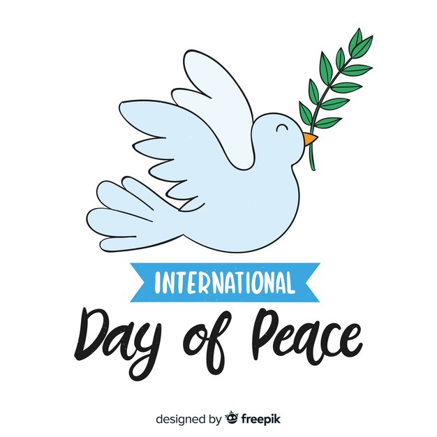 Hand drawn dove peace day background