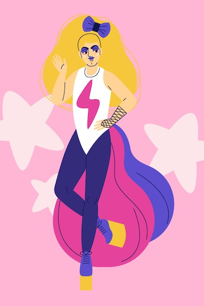 Vettore gratuito illustrazione della drag queen disegnata a mano