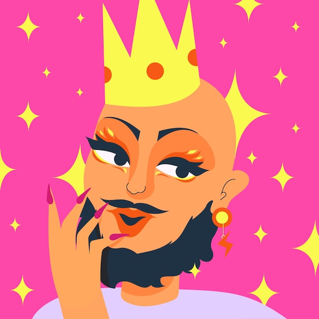 Hand drawn drag queen illustration