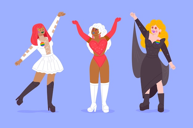 Vettore gratuito illustrazione della drag queen disegnata a mano