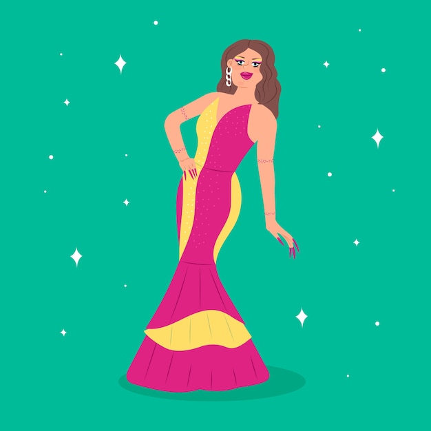 Free vector hand drawn drag queen illustration