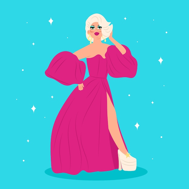 Hand drawn drag queen illustration