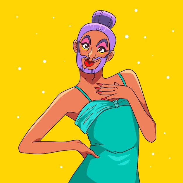 Vettore gratuito illustrazione della drag queen disegnata a mano