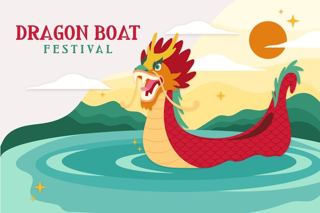 Hand drawn dragon boat background