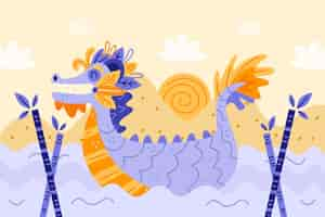 Free vector hand drawn dragon boat background