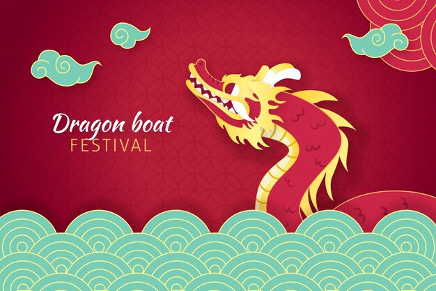 Hand drawn dragon boat background