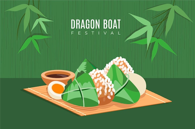 Fondo disegnato a mano della barca del drago