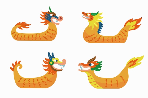 Free vector hand drawn dragon boat collection