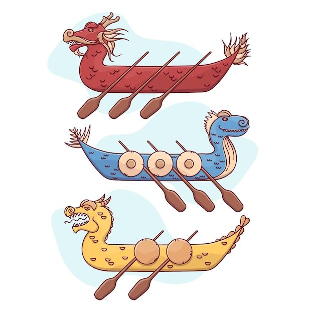 Hand drawn dragon boat collection