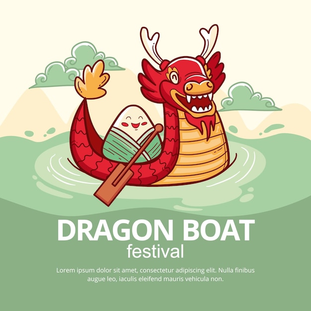 Free vector hand drawn dragon boat festival illustration