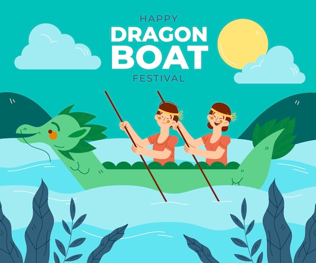 Hand drawn dragon boat illustration