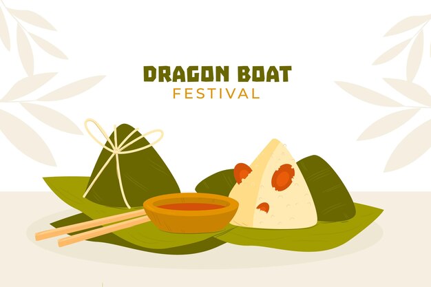 hand drawn dragon boat's zongzi background