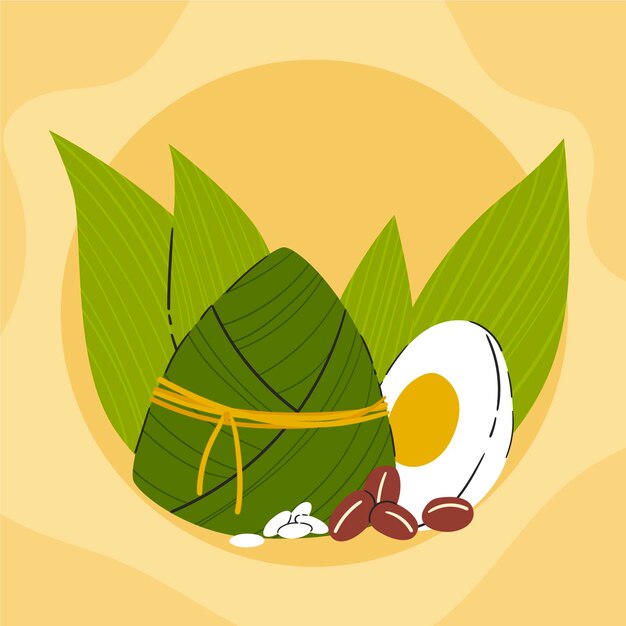 Free vector hand drawn dragon boat's zongzi background