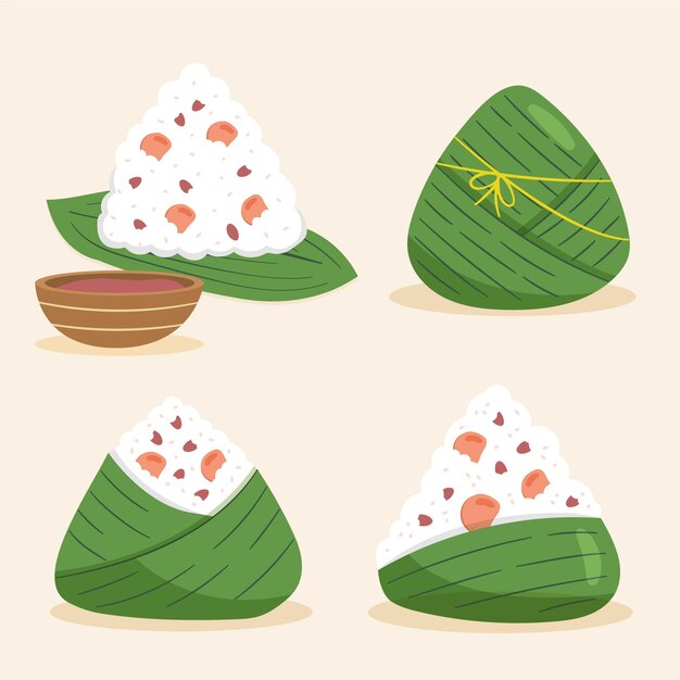 손으로 그린 드래곤 보트의 zongzi 컬렉션